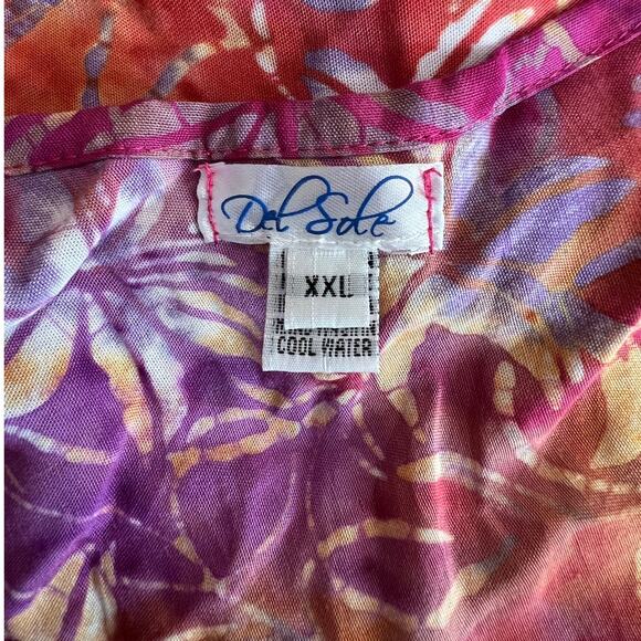 Del Sole Pink Floral Tunic Ruffle Hem Dress Size XXL - Picture 5 of 6